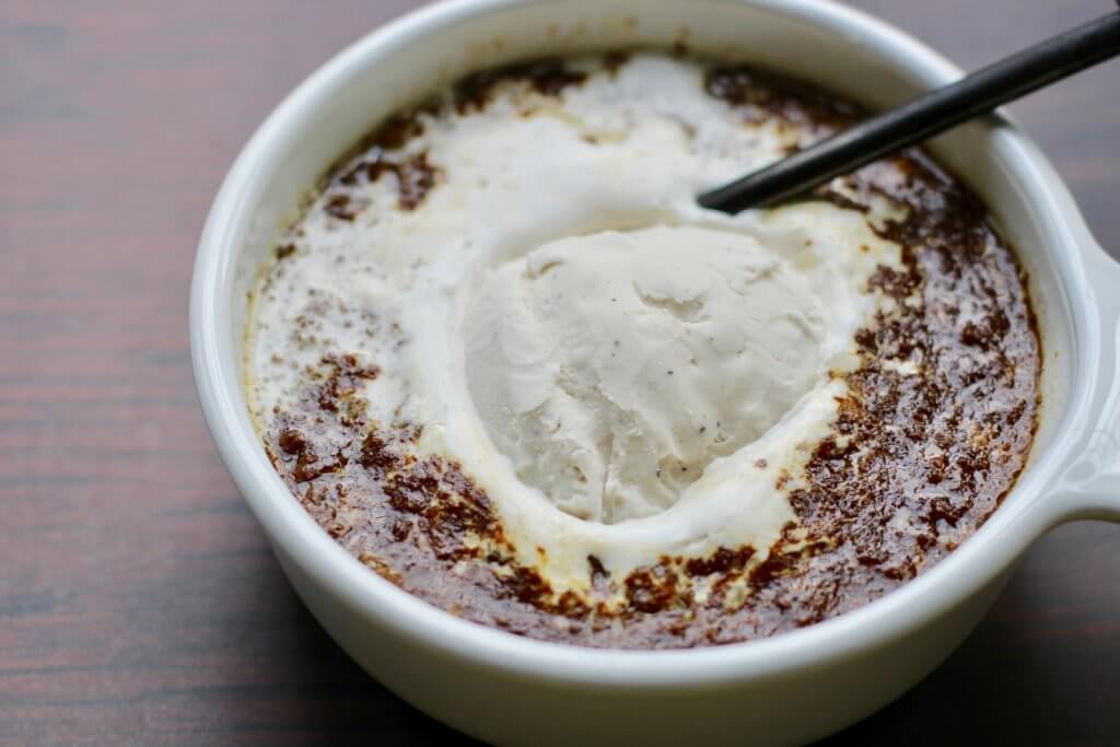 Warm Indian Pudding with Vanilla Bean Ice Cream