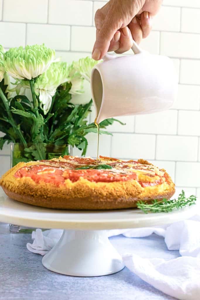 Tomato Pie with Honey Cornbread Crust 