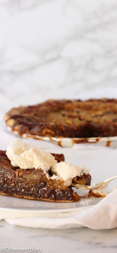 Double Sticky Chocolate Pecan Pie with Bourbon Whipped Cream