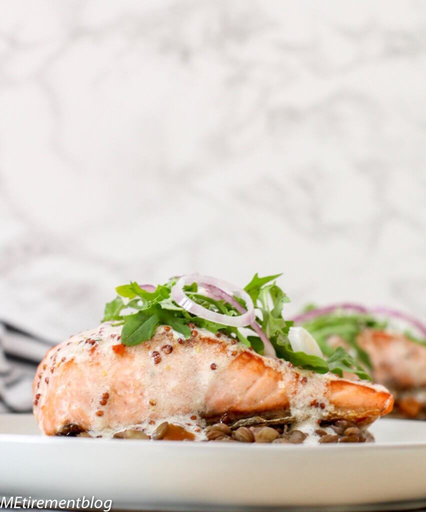 Oven Roasted Salmon with Vegetable Lentil Ragout