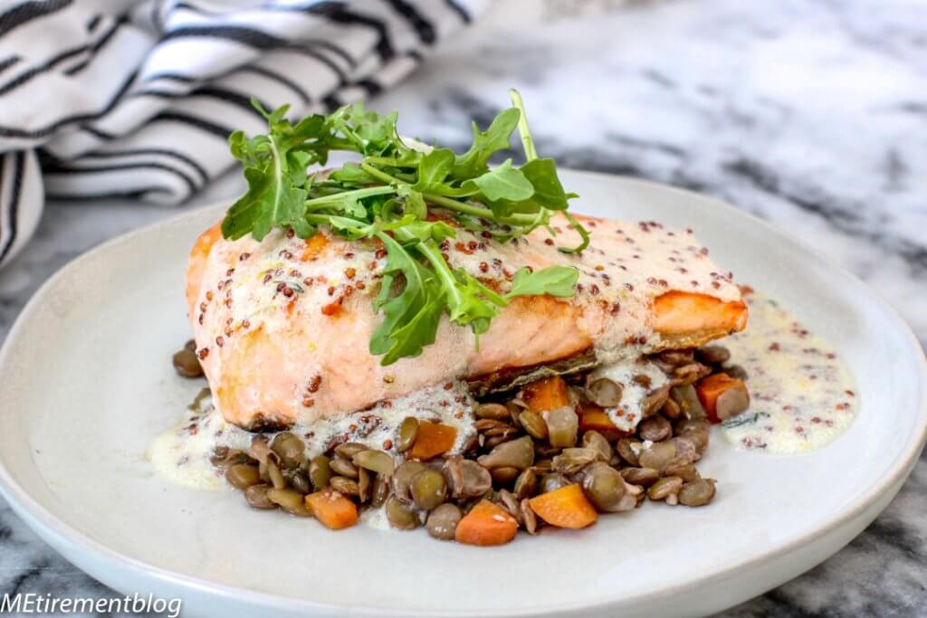 Oven Roasted Salmon with Vegetable Lentil Ragout