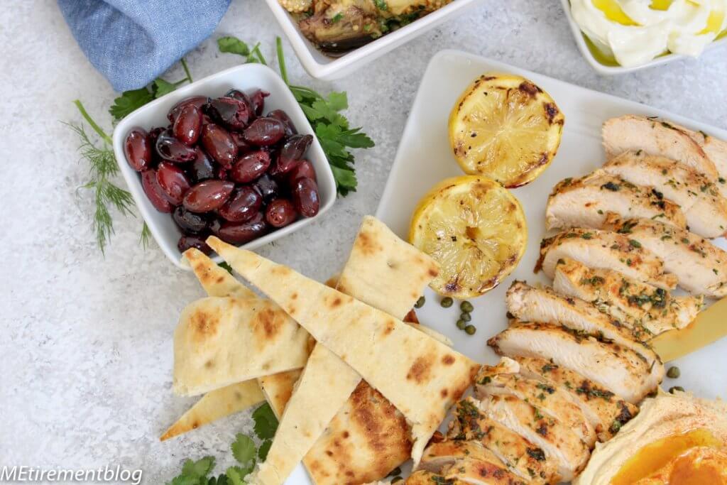 Mediterranean Grilled Chicken Platter with Kalamata Olives