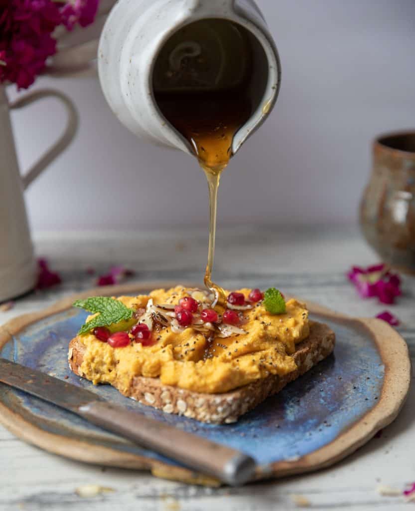 Whipped Ricotta Pumpkin Spice Spread with Honeyed Almond Crunch