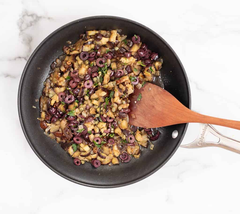 Farro with Sweet and Sour Eggplant Caponata