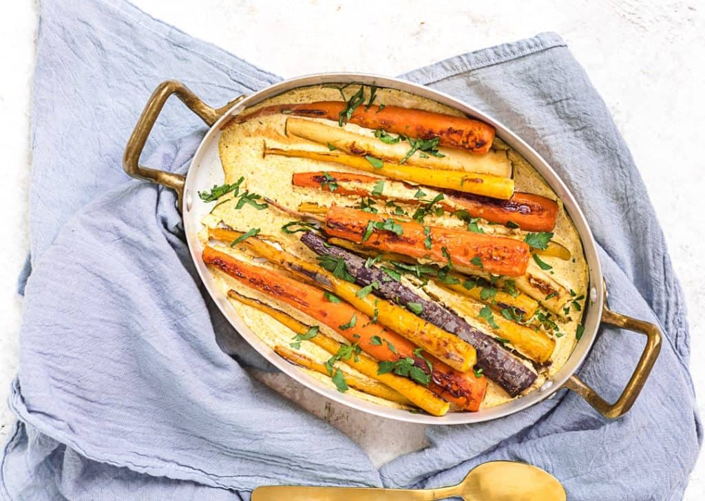 Moroccan Spiced Roasted Carrots Baked in Yogurt Sauce