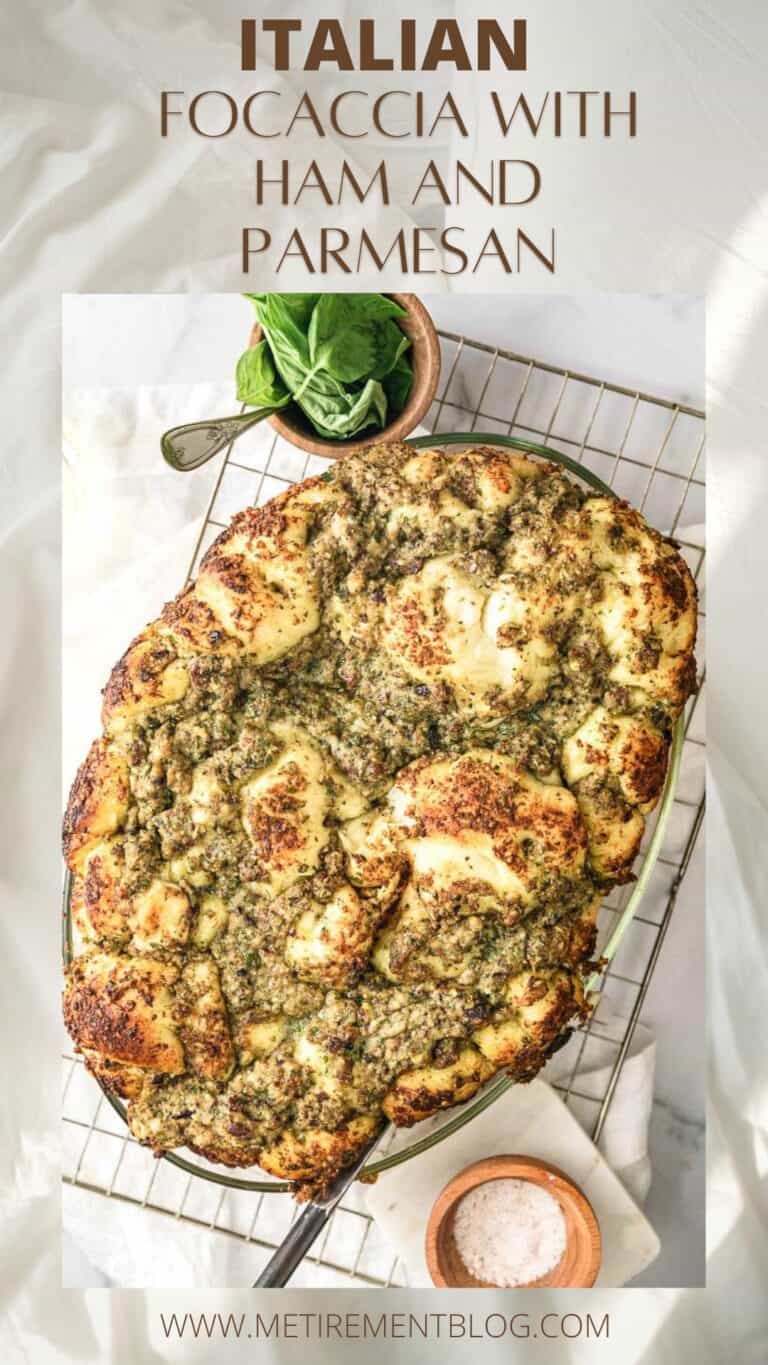 Flatbread on a baking rack with a bowl of basil leaves